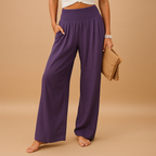Pantaloni A Vita Alta Da Donna Con Gamba Larga E Tasche, immagine 6