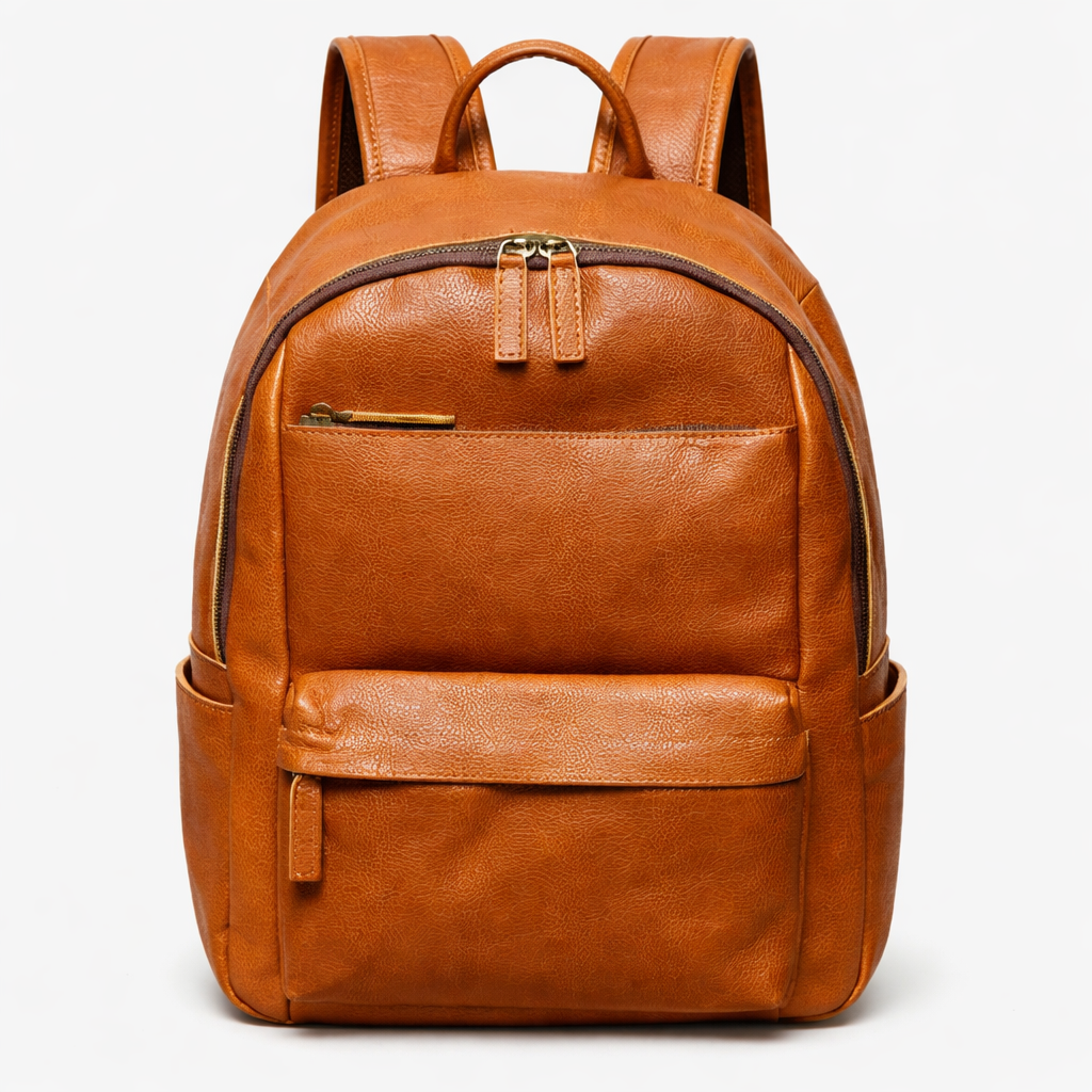 Zaino Marrone Porta Laptop Da 15,6 Pollici Uomo — Cuoio, immagine 1