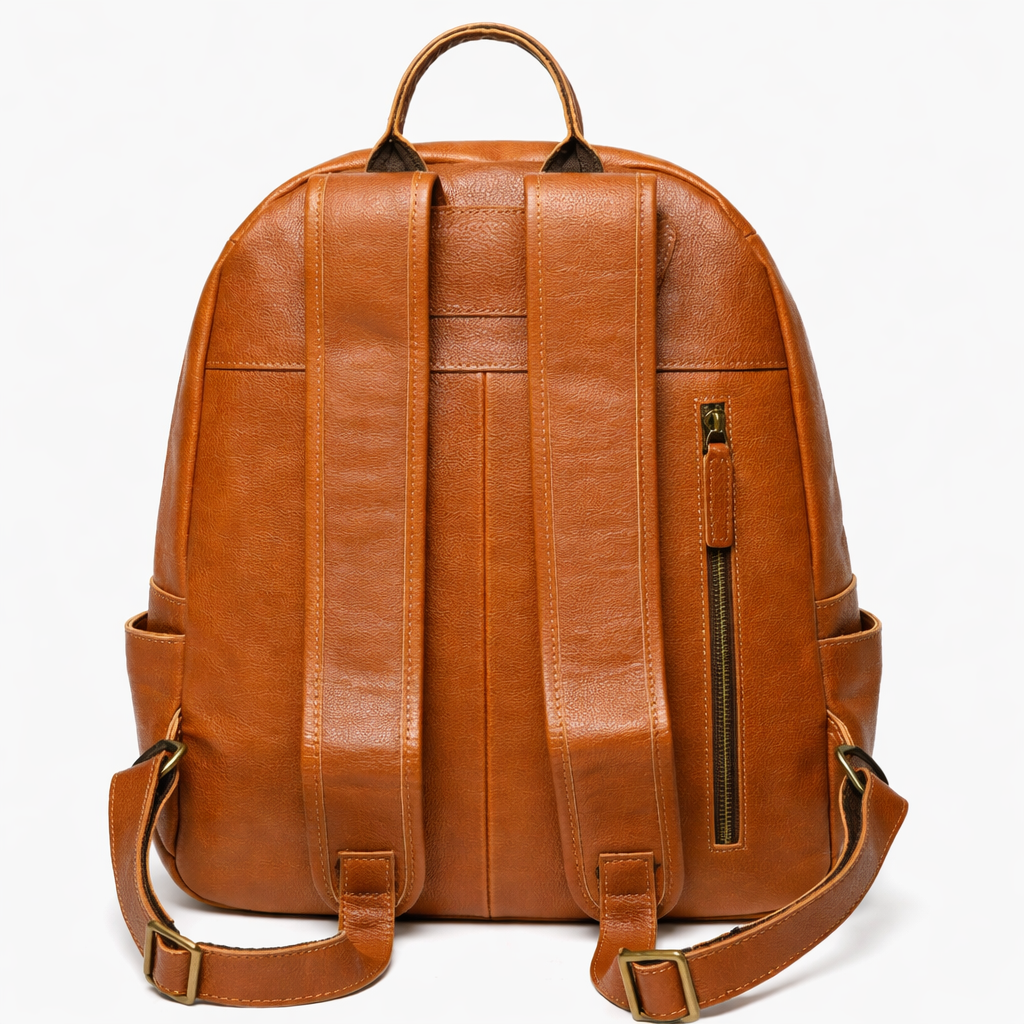Zaino Marrone Porta Laptop Da 15,6 Pollici Uomo — Cuoio, immagine 2