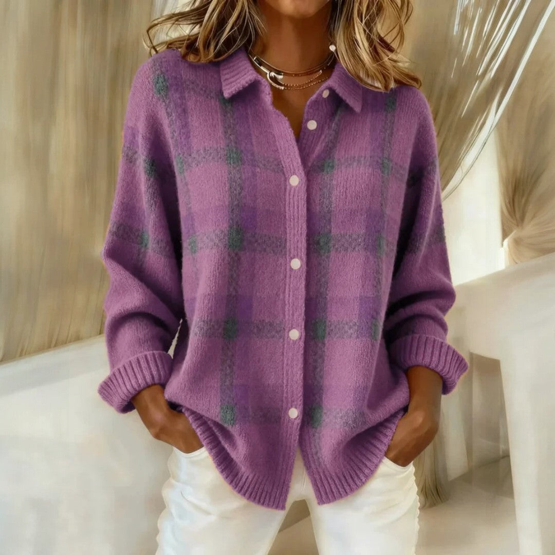 Camicia A Quadri Da Donna Con Colletto E Maniche Lunghe, immagine 3