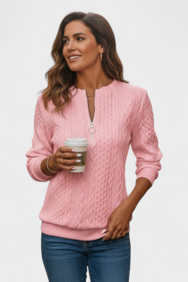 Maglione Da Donna Con Collo Alto E Mezza Zip, immagine 2