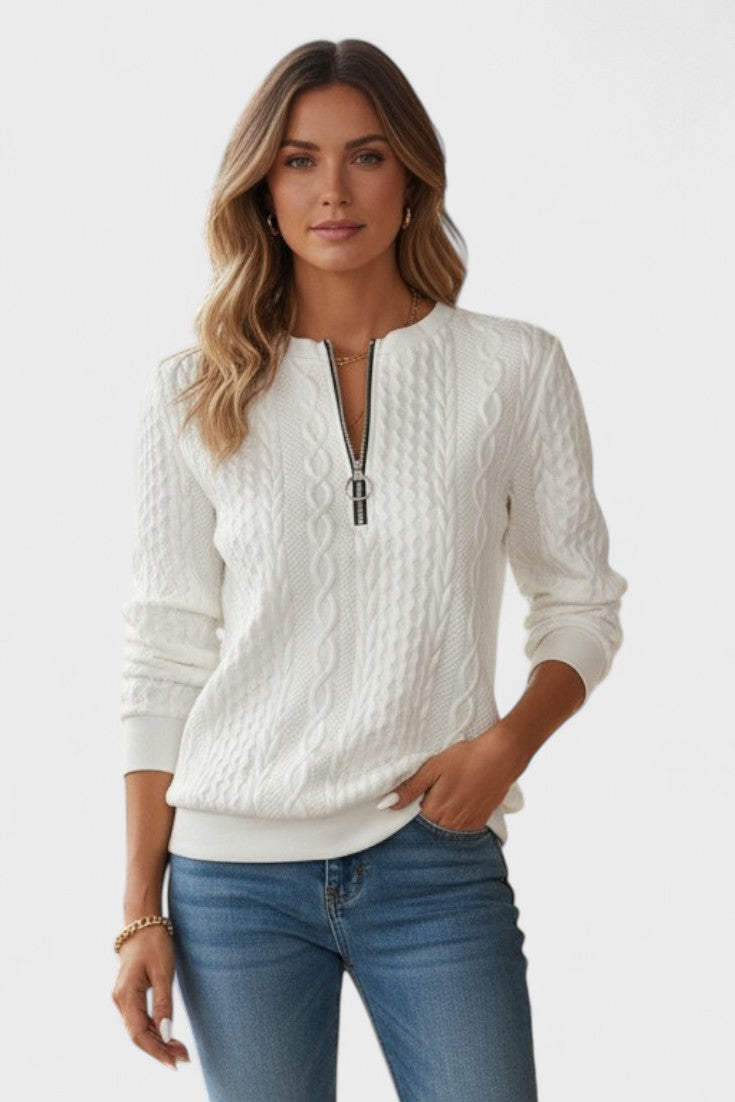 Maglione Da Donna Con Collo Alto E Mezza Zip, immagine 9