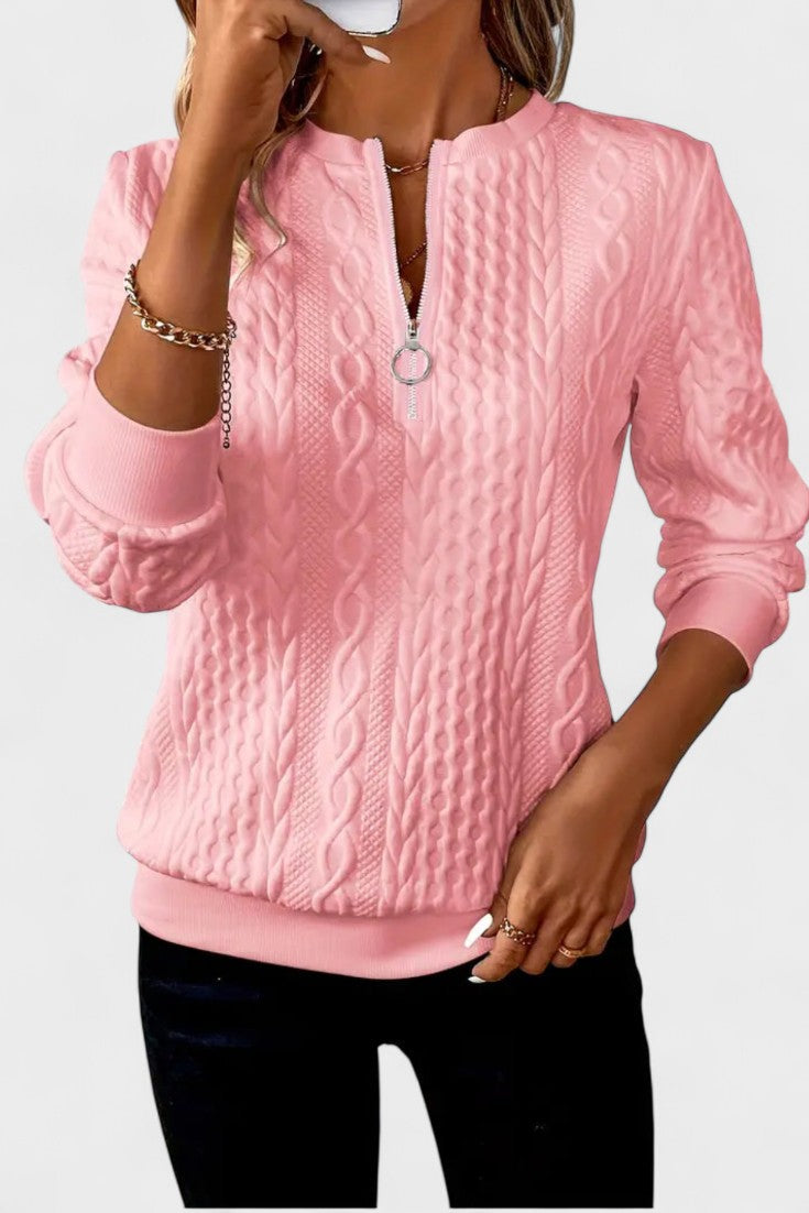 Maglione Da Donna Con Collo Alto E Mezza Zip, immagine 1