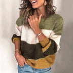 Maglione Color Block Da Donna Con Girocollo E Maniche Lunghe, immagine 4