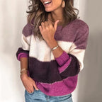 Maglione Color Block Da Donna Con Girocollo E Maniche Lunghe, immagine 5