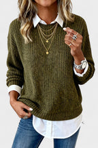 Maglione Girocollo Da Donna In Maglia A Coste, immagine 2