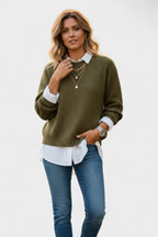 Maglione Girocollo Da Donna In Maglia A Coste, immagine 3