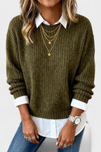 Maglione Girocollo Da Donna In Maglia A Coste, immagine 4