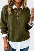 Maglione Girocollo Da Donna In Maglia A Coste, immagine 5