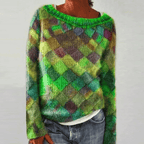 Maglione Multicolore Da Donna Con Girocollo E Maniche Lunghe, immagine 2