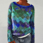 Maglione Multicolore Da Donna Con Girocollo E Maniche Lunghe, immagine 3