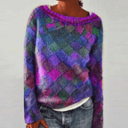 Maglione Multicolore Da Donna Con Girocollo E Maniche Lunghe, immagine 4