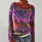 Maglione Multicolore Da Donna Con Girocollo E Maniche Lunghe, immagine 5