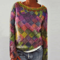 Maglione Multicolore Da Donna Con Girocollo E Maniche Lunghe, immagine 1