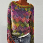 Maglione Multicolore Da Donna Con Girocollo E Maniche Lunghe, immagine 1