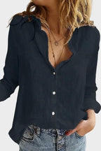 Camicia Casual Da Donna Con Scollo A V E Maniche Lunghe, immagine 2