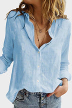 Camicia Casual Da Donna Con Scollo A V E Maniche Lunghe, immagine 3