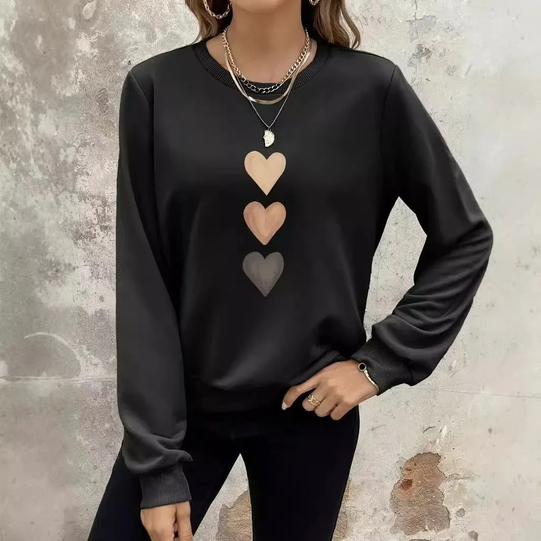 Maglione Donna | Stampa a Cuori & Scollo Rotondo