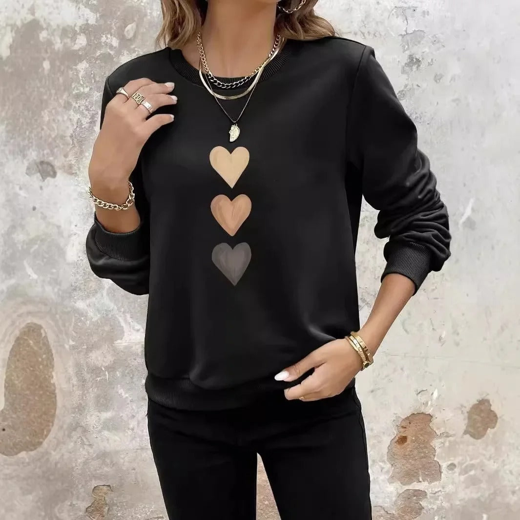Maglione Donna | Stampa a Cuori & Scollo Rotondo