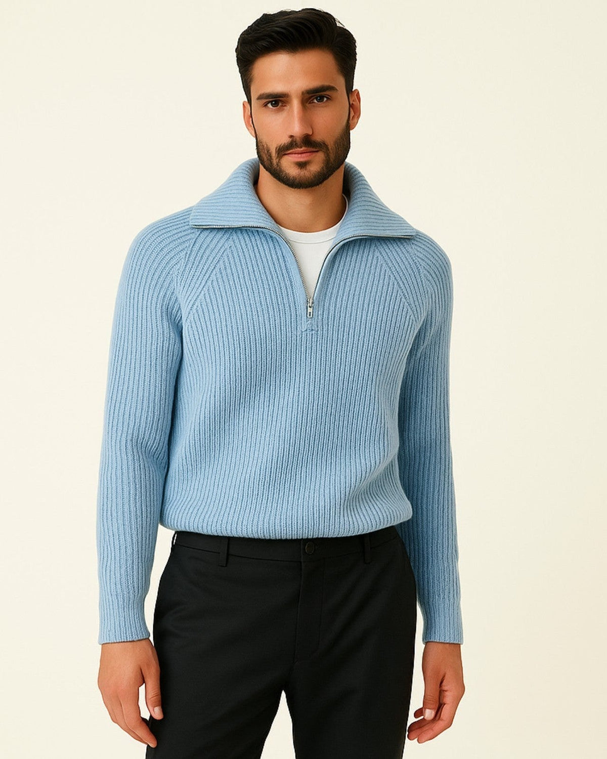 Maglione Uomo | Colletto Ampio & Mezza Zip Pratica