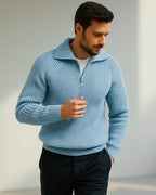 Maglione Uomo | Colletto Ampio & Mezza Zip Pratica