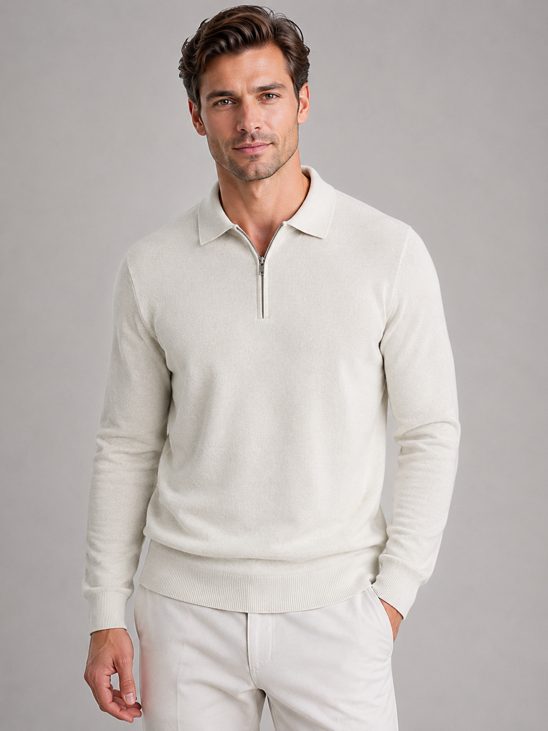 Maglione Uomo | Collo Polo con Mezza Zip Raffinato