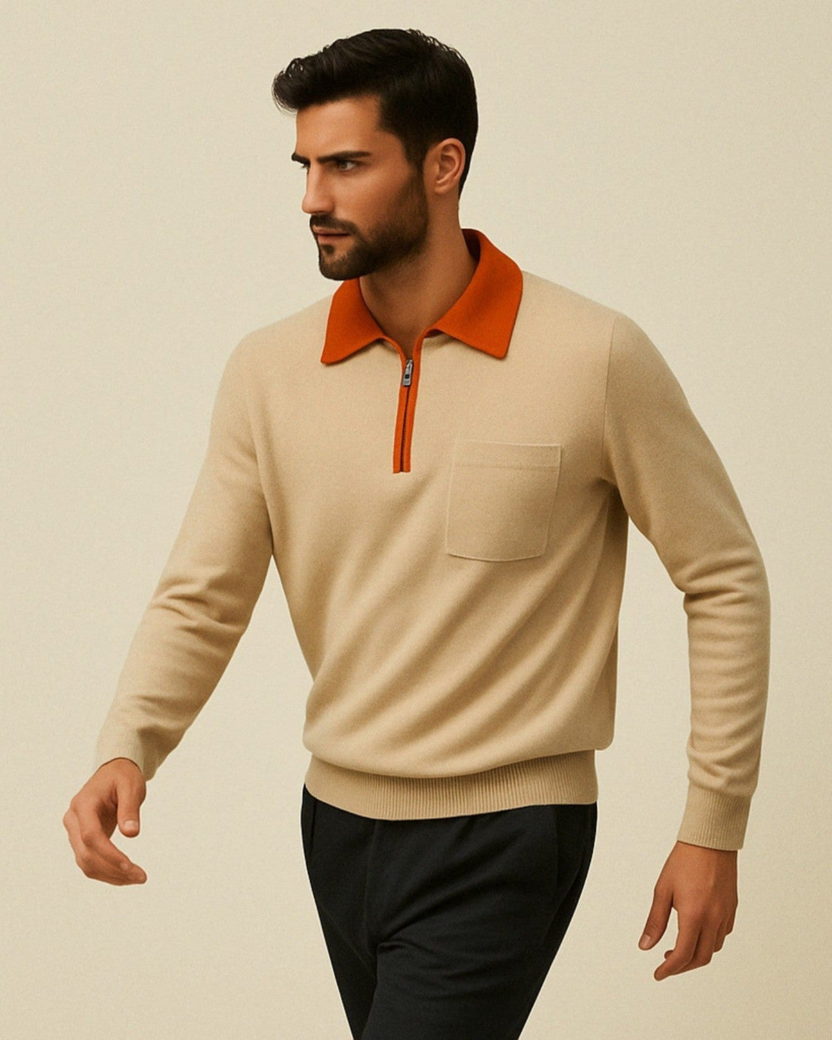 Maglione Uomo | Collo Polo con Zip & Taschino