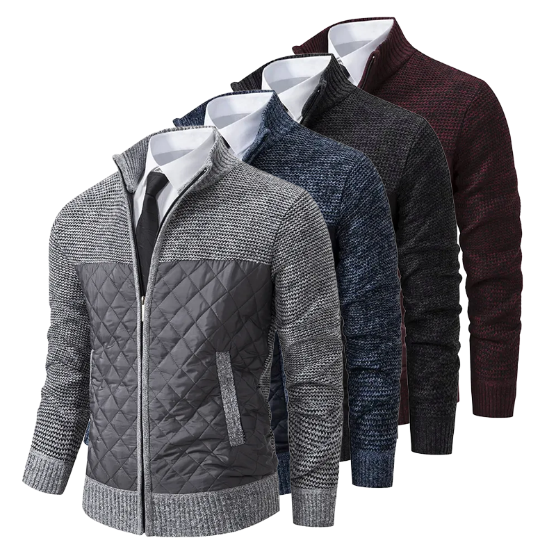 Maglione Ibrido Da Uomo Con Collo Alto E Zip Frontale, immagine 2