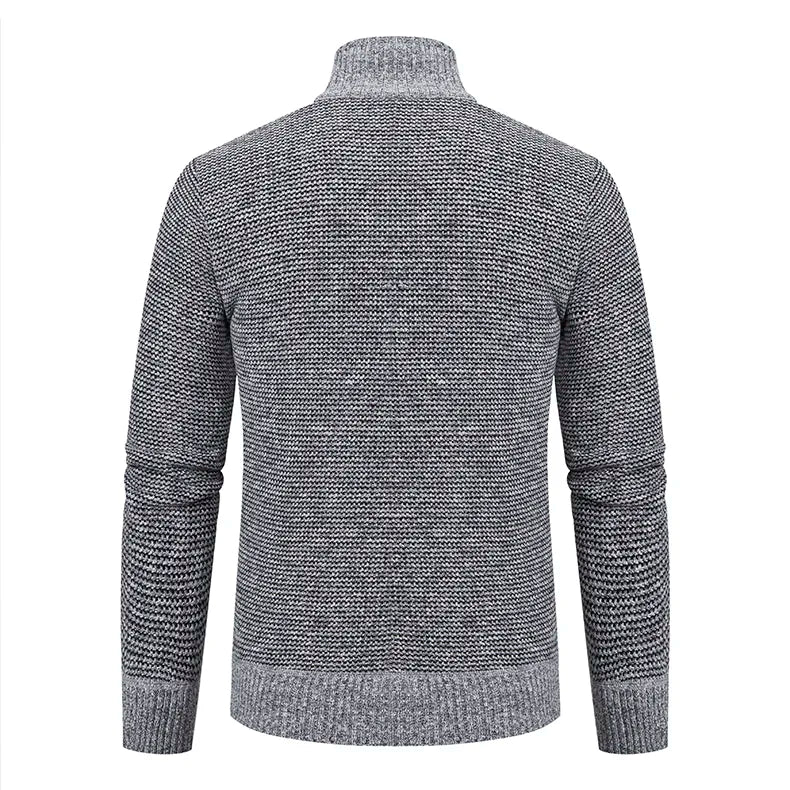 Maglione Ibrido Da Uomo Con Collo Alto E Zip Frontale, immagine 3