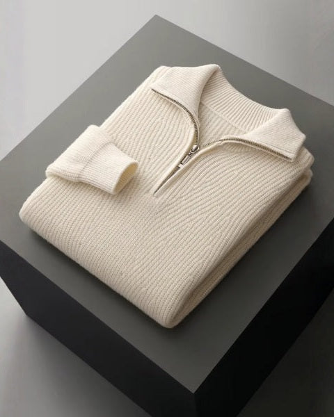Maglione Uomo | Mezza Zip & Trama a Coste