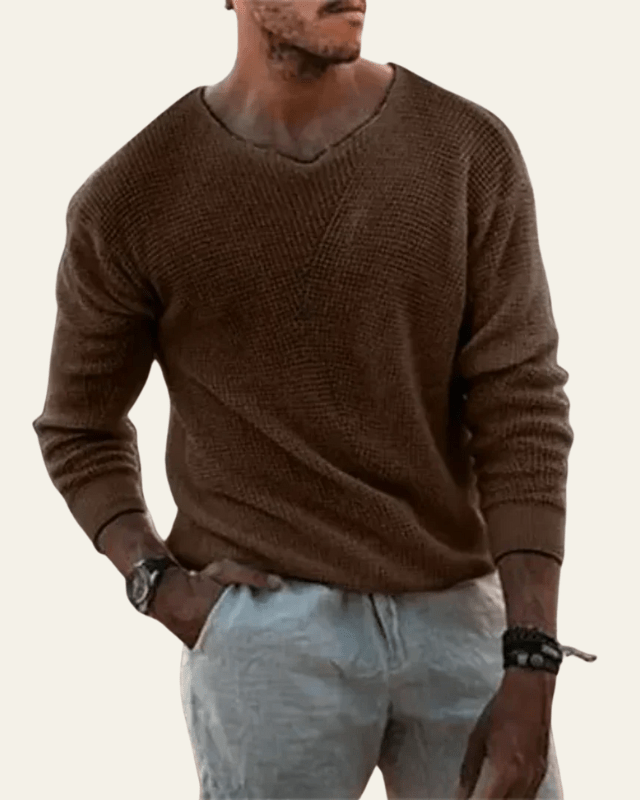 Maglione Uomo | Scollo a V & Trama Waffle