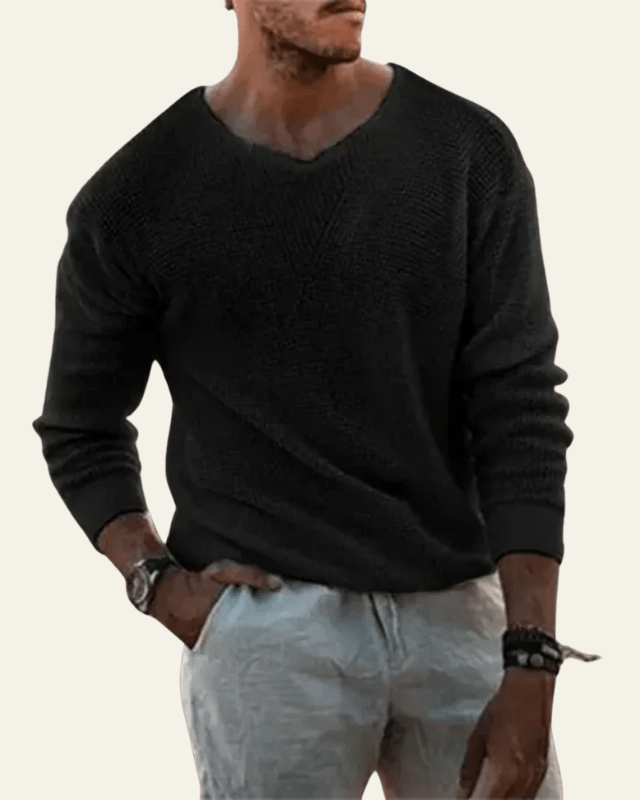 Maglione Uomo | Scollo a V & Trama Waffle
