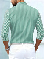 Camicia A Righe Da Uomo Slim Fit Con Maniche Lunghe, immagine 4