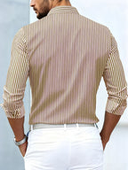 Camicia A Righe Da Uomo Slim Fit Con Maniche Lunghe, immagine 6