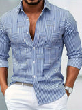 Camicia A Righe Da Uomo Slim Fit Con Maniche Lunghe, immagine 1