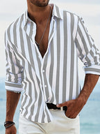 Camicia A Righe Da Uomo A Maniche Lunghe Con Colletto Classico, immagine 5