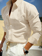 Camicia A Righe Sottili Da Uomo A Maniche Lunghe, immagine 3