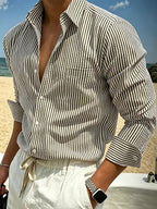 Camicia A Righe Sottili Da Uomo A Maniche Lunghe, immagine 5