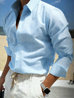 Camicia A Righe Sottili Da Uomo A Maniche Lunghe, immagine 1
