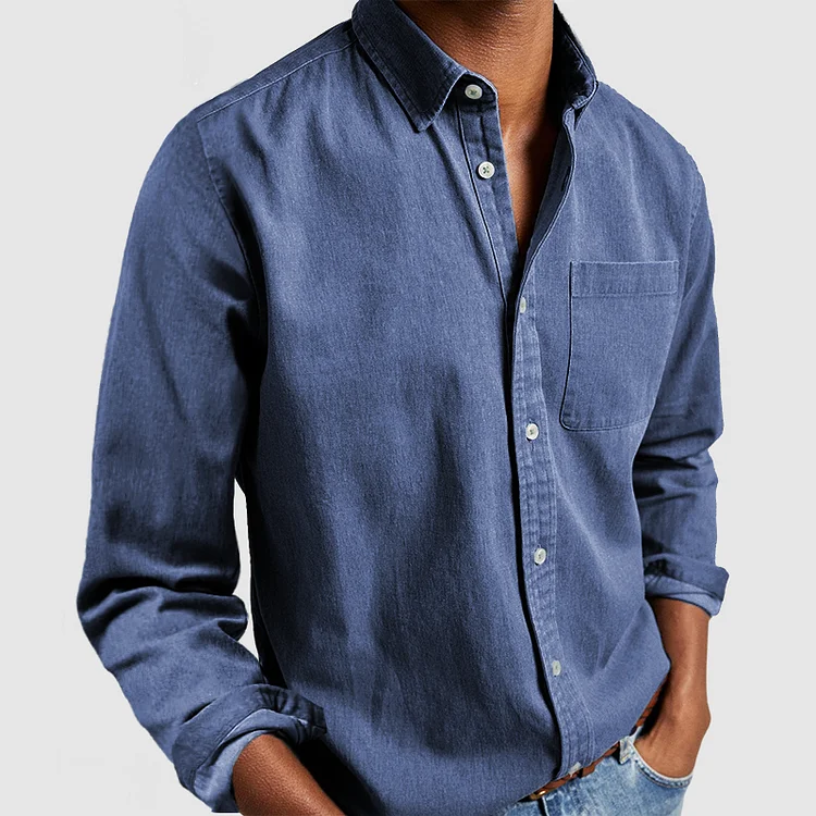 Camicia Casual Da Uomo A Maniche Lunghe Con Taschino Frontale, immagine 3