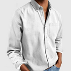 Camicia Casual Da Uomo A Maniche Lunghe Con Taschino Frontale, immagine 7