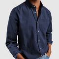 Camicia Casual Da Uomo A Maniche Lunghe Con Taschino Frontale, immagine 1