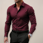 Camicia Slim Da Uomo A Maniche Lunghe Con Colletto Classico, immagine 2