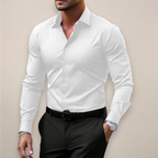 Camicia Slim Da Uomo A Maniche Lunghe Con Colletto Classico, immagine 4
