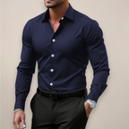 Camicia Slim Da Uomo A Maniche Lunghe Con Colletto Classico, immagine 5