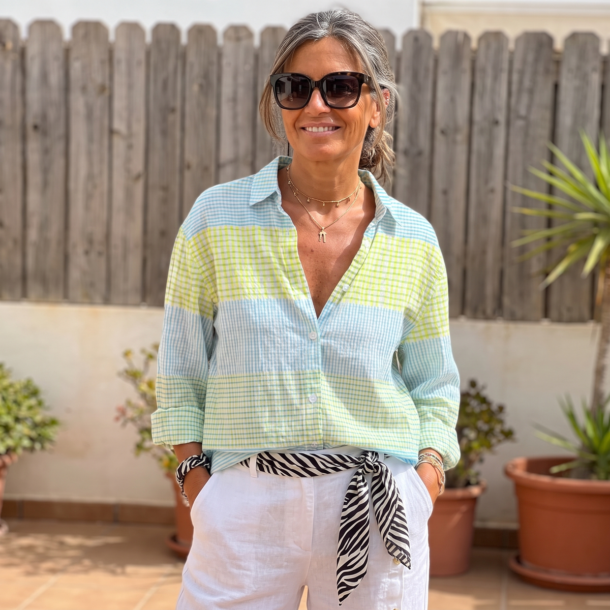 Camicia A Quadretti Da Donna Con Maniche Lunghe E Linea Ampia, immagine 3