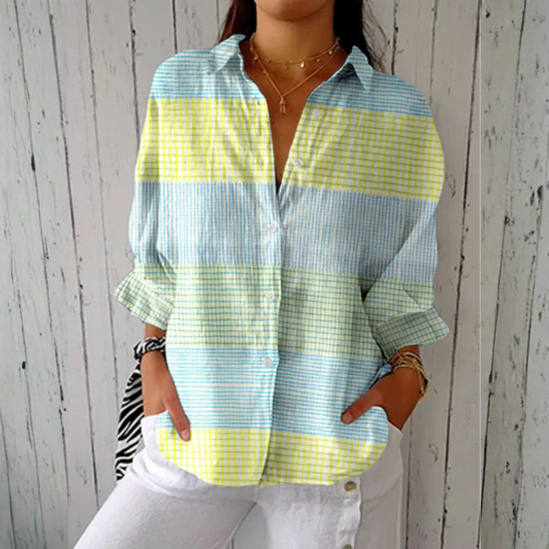 Camicia A Quadretti Da Donna Con Maniche Lunghe E Linea Ampia, immagine 1