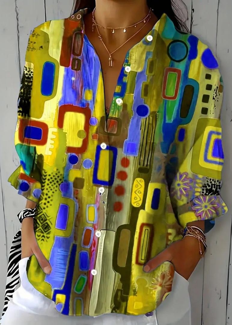 Camicia Stampata Da Donna A Maniche Lunghe Con Colletto, immagine 6