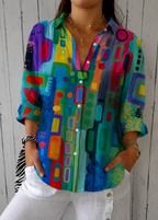 Camicia Stampata Da Donna A Maniche Lunghe Con Colletto, immagine 1