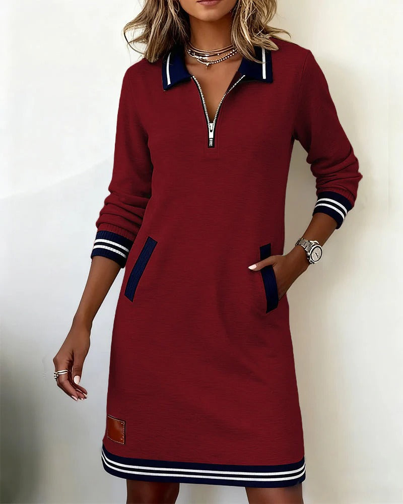Abito Polo Midi Da Donna Con Mezza Zip E Tasche, immagine 11
